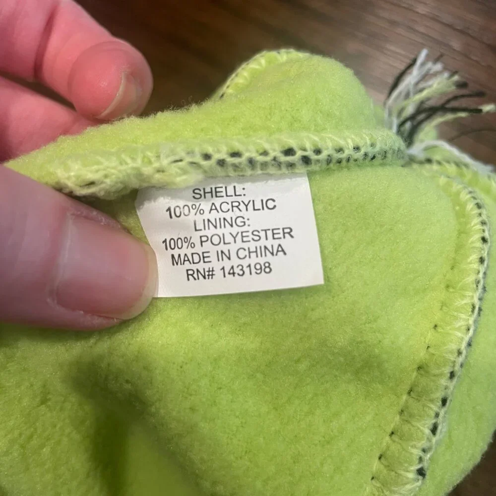 Chubbies Beanie The Lime-o Pom Hat Black Lime Green Striped Foldover Retro Fun